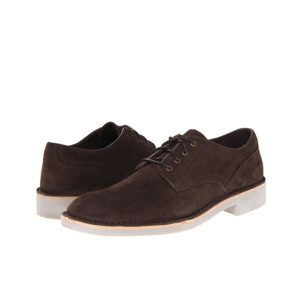 John Varvatos Sid Eva Brown Suede Derby Oxford Dress Shoes Mens Size 10.5